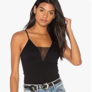 Free People Mesh V-Neck Ribbed Tank